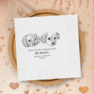 Black and White Minimalist Dog Pet Wedding Napkins