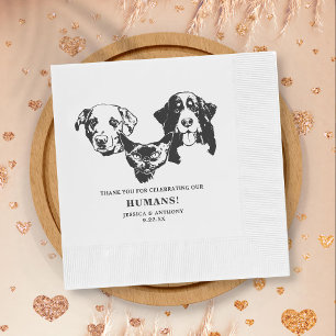 Black and White Minimalist Dog Pet Wedding Napkins