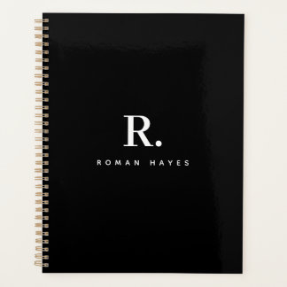Black And White Minimalist Elegant Bold Monogram Planner