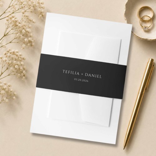 Black and White Minimalist Elegant Invitation Belly Band