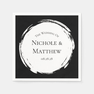 Black and White Minimalist Elegant Wedding Napkins
