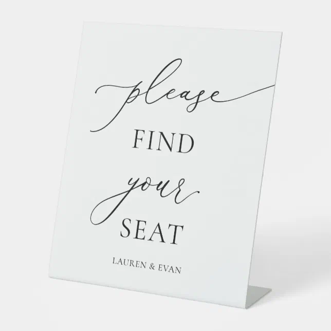 Black and White Minimalist Find your Seat 1 Pedestal Sign | Zazzle