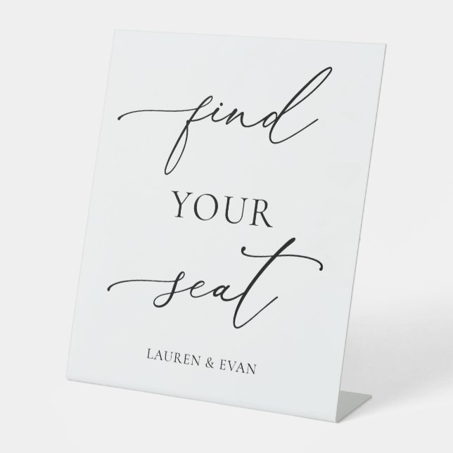 Black and White Minimalist Find your Seat Pedestal Sign (Front)
