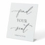 Black and White Minimalist Find your Seat Pedestal Sign