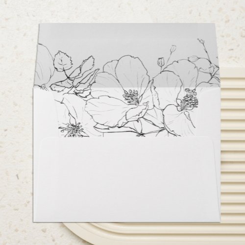 Black and White Minimalist Floral Modern Wedding Envelope