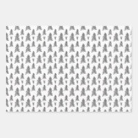 Trendy Matte Black and White Pattern Minimalist Wrapping Paper Sheets