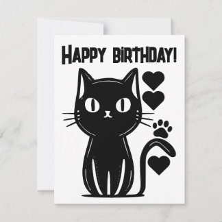 Black and white minimalist funky cat note card