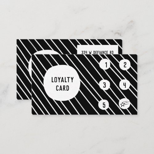 Black and White Minimalist Handmade Spots Stripes Loyalty Card