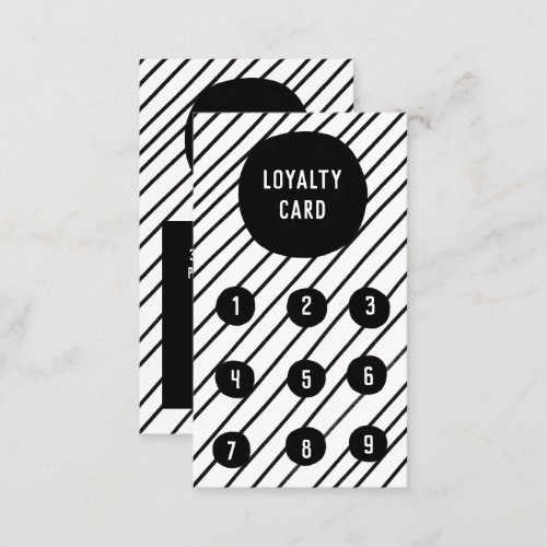 Black and White Minimalist Handmade Stripes Spots  Loyalty Card
