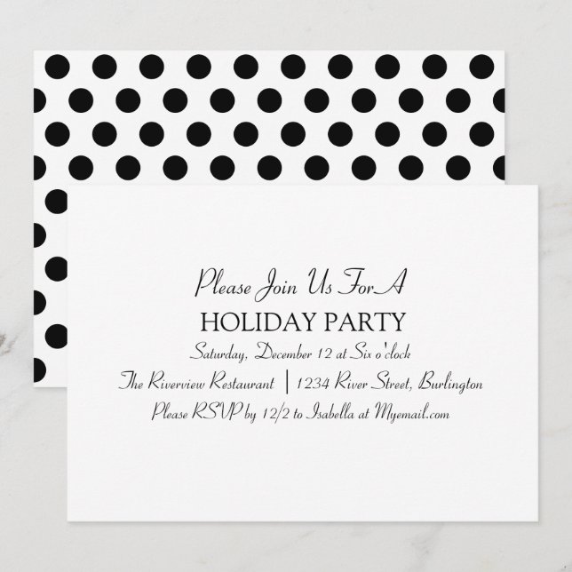 Black and White Minimalist Holiday Party Invitation (Front/Back)