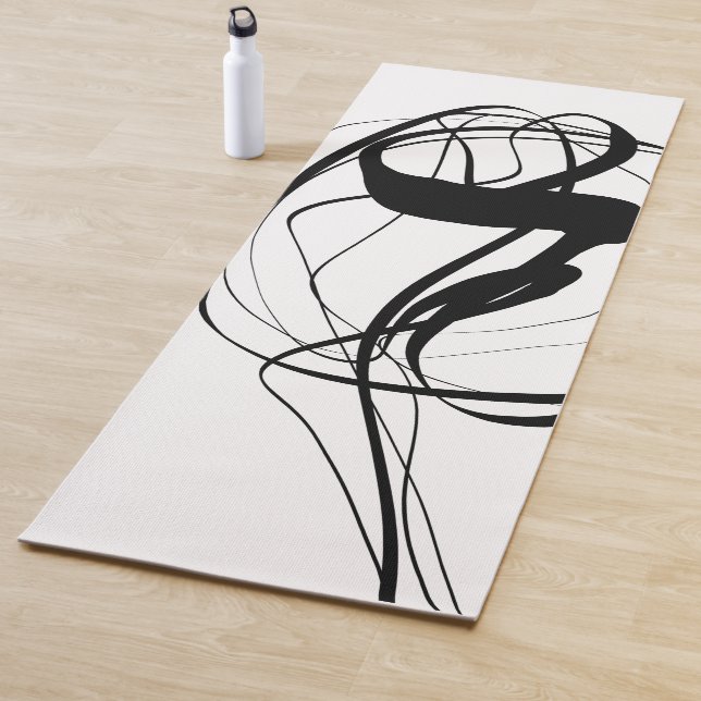 Black and White Minimalist Lines Yoga Mat (In Situ)