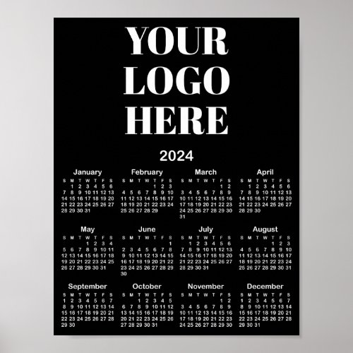 Black and White Minimalist Logo 2024 Calendar Poster