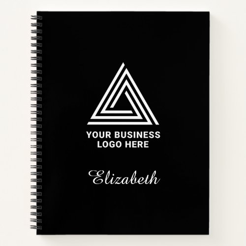 Black and White Minimalist Logo Employee Name Notebook