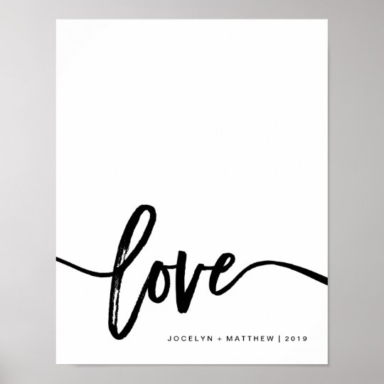 Black and White Minimalist  Love  Typography Poster 