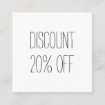 Black And White Minimalist Modern Discount Card at Zazzle