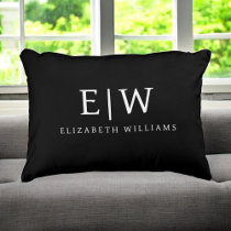 Black and White Minimalist Modern Monogram Accent Pillow