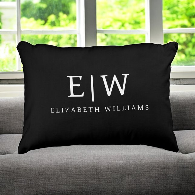 Black and White Minimalist Modern Monogram Accent Pillow (Creator Uploaded)