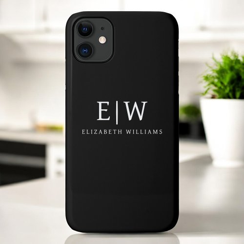 Black and White Minimalist Modern Monogram iPhone 11 Case