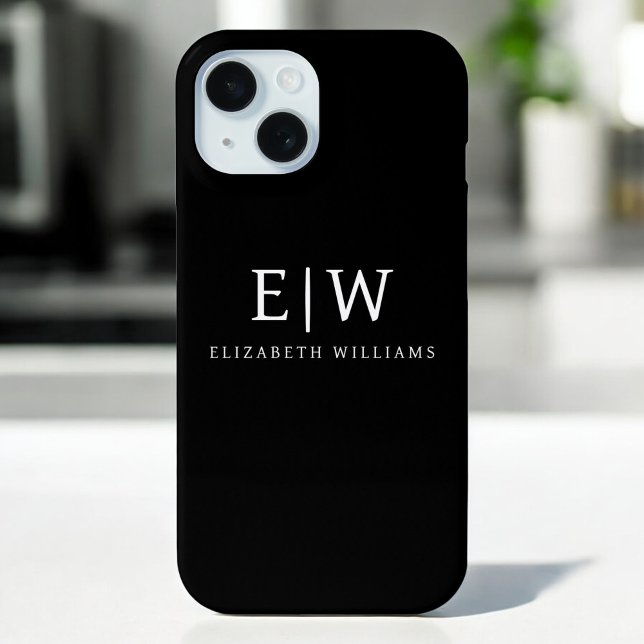 Black and White Minimalist Modern Monogram Case-Mate iPhone Case (Creator Uploaded)