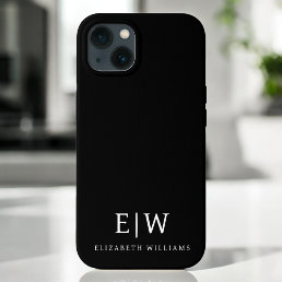 Black and White Minimalist Modern Monogram iPhone 13 Case