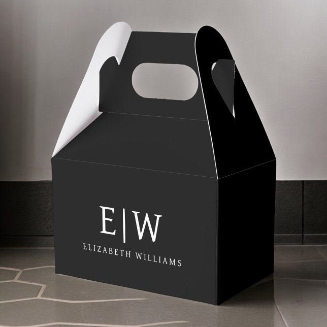 Black and White Minimalist Modern Monogram Favor Boxes (Creator Uploaded)