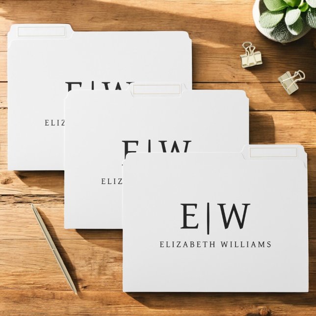 Black and White Minimalist Modern Monogram File Folder (Creator Uploaded)