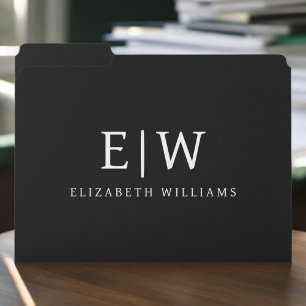 Black and White Minimalist Modern Monogram File Folder