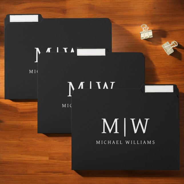 Black and White Minimalist Modern Monogram File Folder (Creator Uploaded)