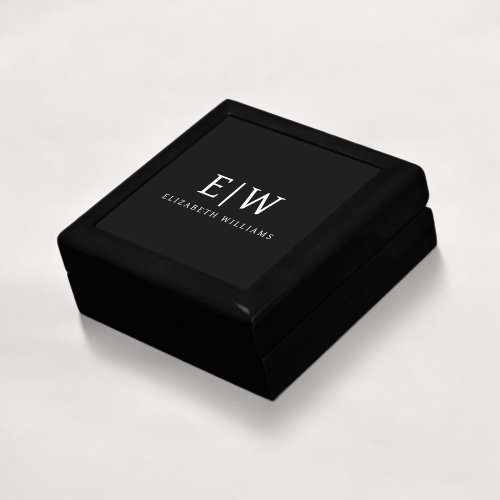 Black and White Minimalist Modern Monogram Gift Box