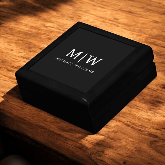 Black and White Minimalist Modern Monogram Gift Box (Creator Uploaded)
