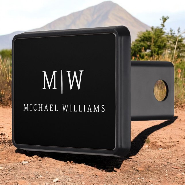 Black and White Minimalist Modern Monogram Hitch Cover (Creator Uploaded)
