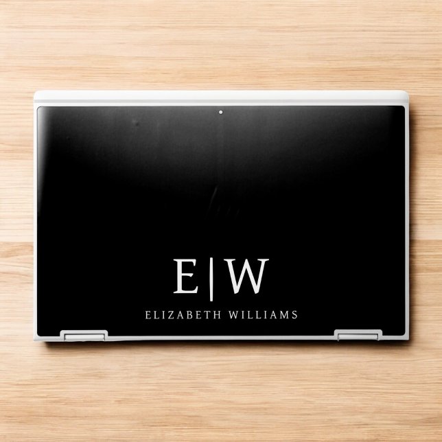 Black and White Minimalist Modern Monogram HP Laptop Skin (Creator Uploaded)