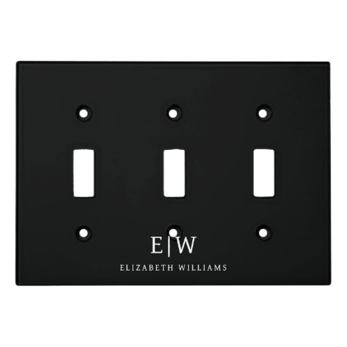 Black and White Minimalist Modern Monogram Light Switch Cover