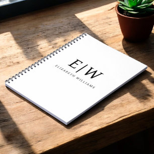 Black and White Minimalist Modern Monogram Notebook