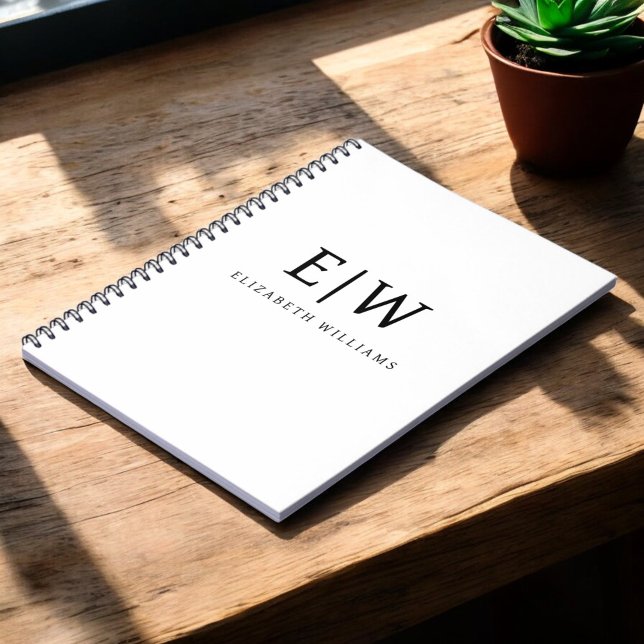 Black and White Minimalist Modern Monogram Notebook (Creator Uploaded)