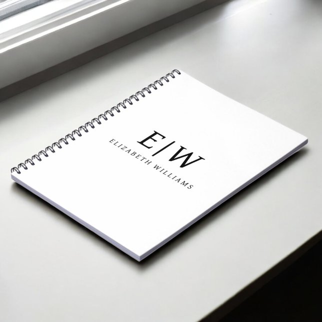 Black and White Minimalist Modern Monogram Notebook (Creator Uploaded)