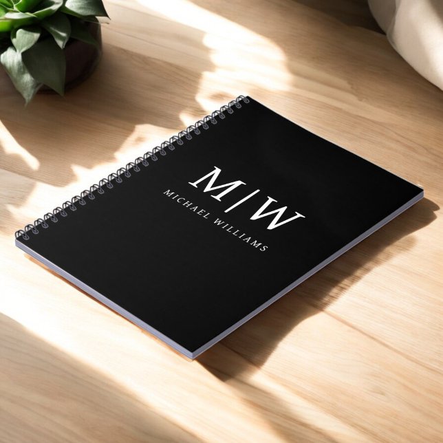 Black and White Minimalist Modern Monogram Notebook (Creator Uploaded)