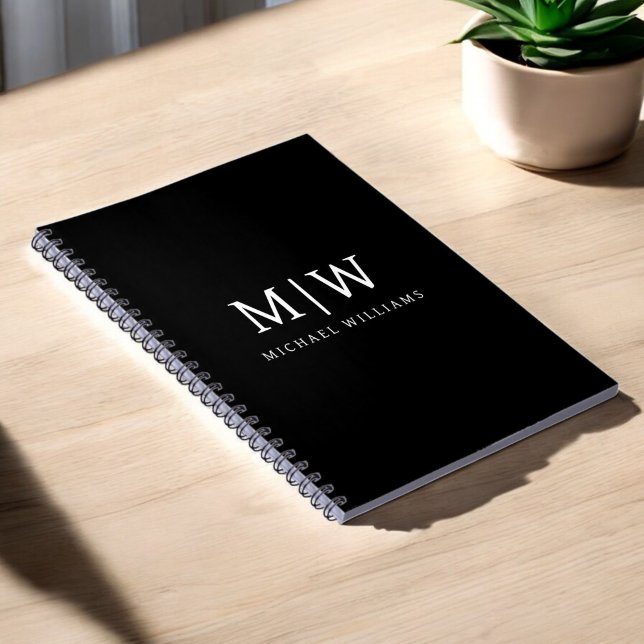 Black and White Minimalist Modern Monogram Notebook (Creator Uploaded)