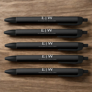 Black and White Minimalist Modern Monogram Pen