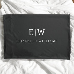 Black and White Minimalist Modern Monogram Pillow Case