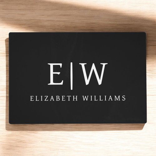 Black and White Minimalist Modern Monogram Placemat