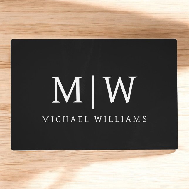 Black and White Minimalist Modern Monogram Placemat (Creator Uploaded)