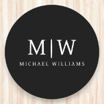 Black and White Minimalist Modern Monogram Round Paper Coaster<br><div class="desc">Introducing our Black and White Minimalist Modern Monogram Collection: Embrace simplicity and sophistication with our minimalist designs, curated to elevate your style effortlessly. Crafted with a keen eye for modern aesthetics, this collection features sleek black and white designs accentuated by personalized monograms. From chic stationery to versatile accessories, our collection...</div>