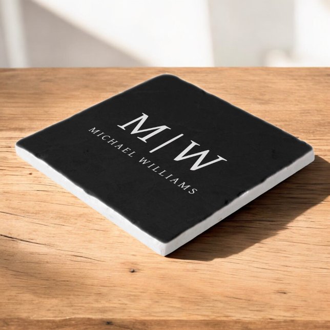 Black and White Minimalist Modern Monogram Trivet (Creator Uploaded)