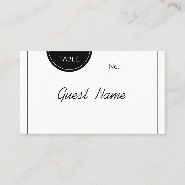 Black and white minimalist modern place cards (Front)