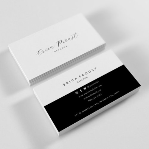 Black and White Minimalist Modern Realtor Business Card