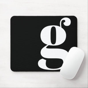 Black and White Minimalist Monogram Mouse Pad
