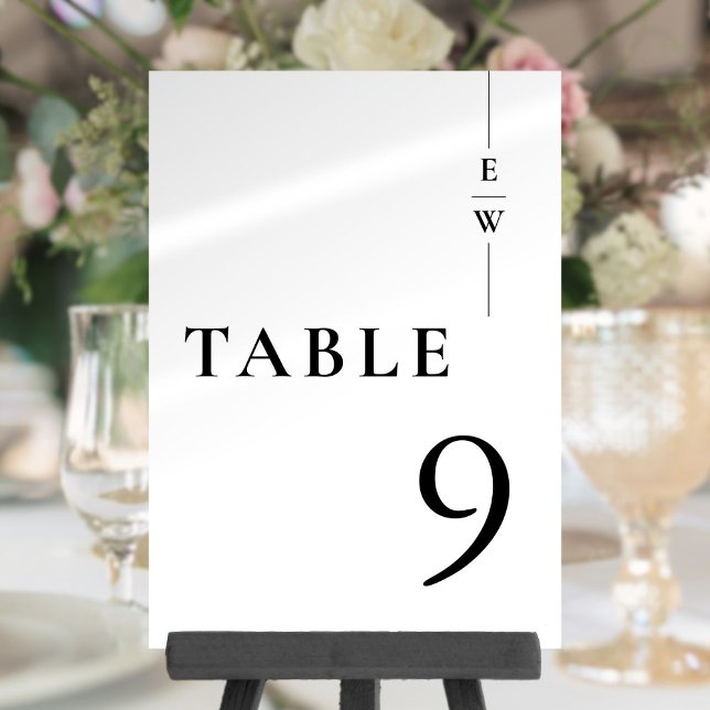 Black And White Minimalist Monogram Table Number (Black And White Minimalist Monogram Table Number)