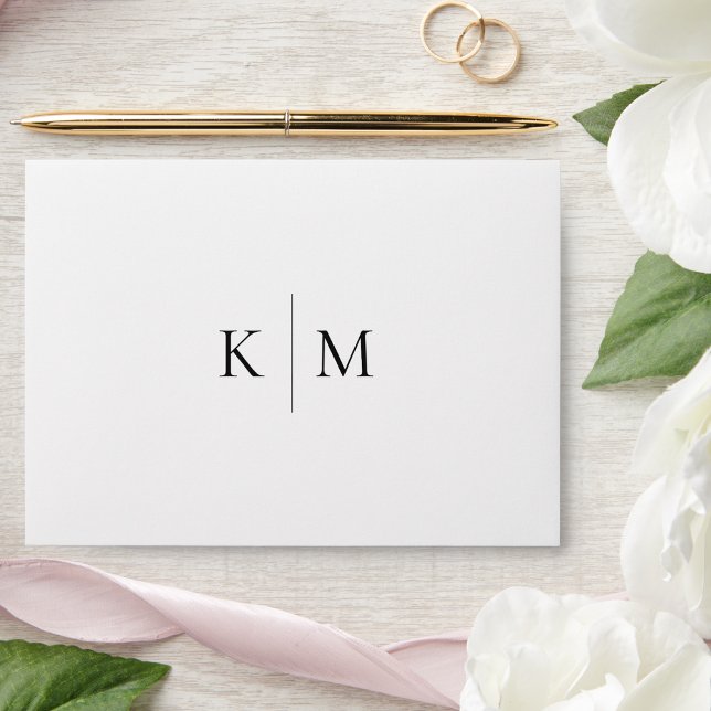 Black and White Minimalist Monogram Wedding Envelope (Creator Uploaded)