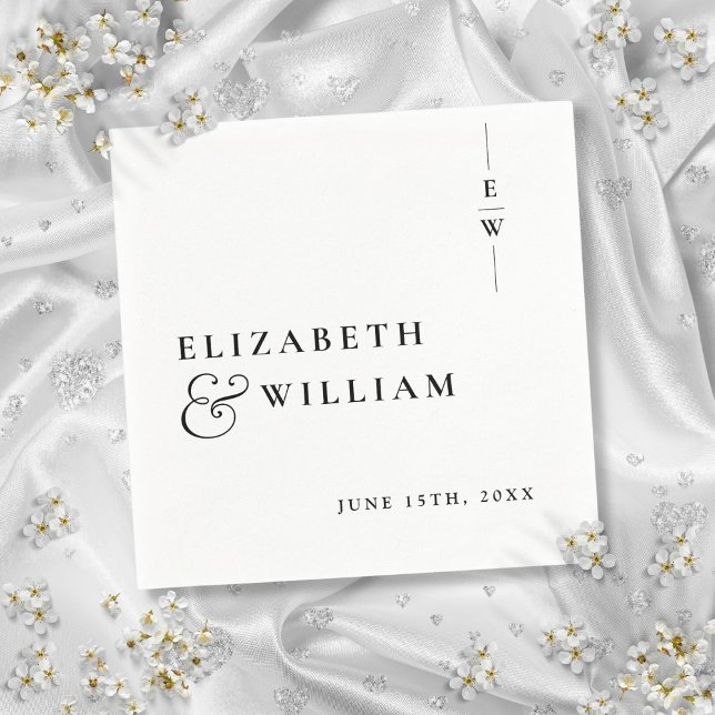Black And White Minimalist Monogram Wedding Napkins (Black And White Minimalist Monogram Wedding Napkins)